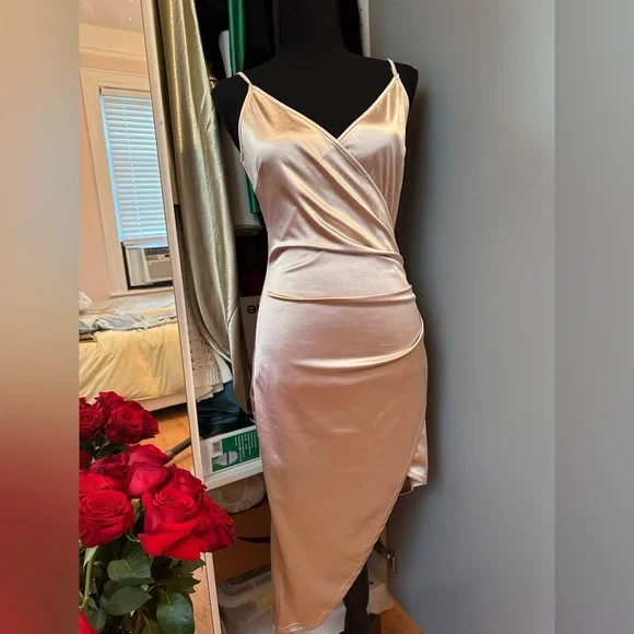 cut out prom dresses V Neck Prom Dress With Patterned Beading And Side Cutouts